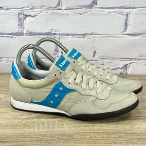 Saucony Bullet Beige Blue Sneakers Women's Size 8 Lace Up Shoes
